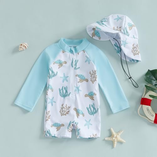 Toddler Infant Baby Boy 4th of July Swimsuit Newborn Rash Guard Boys Girls One Piece Zipper Bathing Suit Swimwear with Hat2