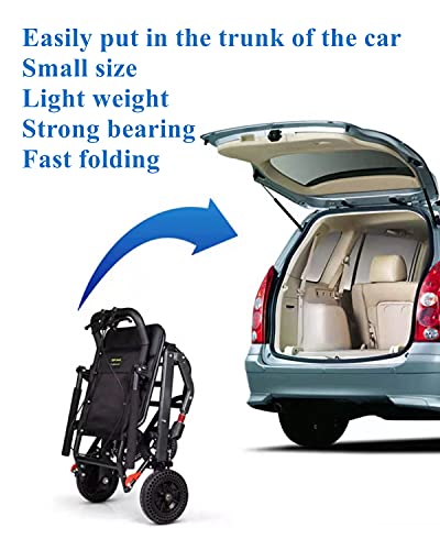 Emot Portable Folding Wheelchair, Travel Wheelchair With Handbrake, Lightweight Transport Wheelchair For The Elderly And Children (With Bag) (6+8 Inch Pvc Casters) #TOP6