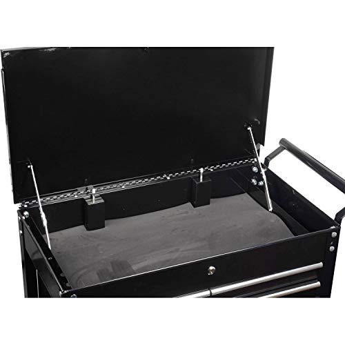 JEGS 4-Drawer Tool Box Cart | 16-Gauge Steel | 580 LBS Total Capacity | Black Powder Coat Finish | Drawer Liners Included | Smooth Ball-Bearing Glides | 33.5 x 17.375 x 38.125 inches