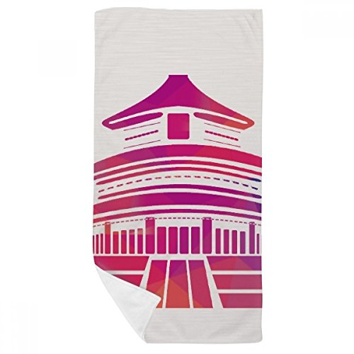 Serviette de bain 35x70cm multicolore imprimé Temple du Ciel doux