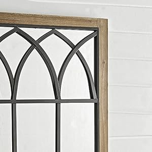 FirsTime & Co. Grandview Arched Window Wall Mount Mirror, 37.5"H x 24"W, Weathered Brown FirsTime Co Grandview Arched Window Wall Mount Mirror 375H x 24W Weathered Brown