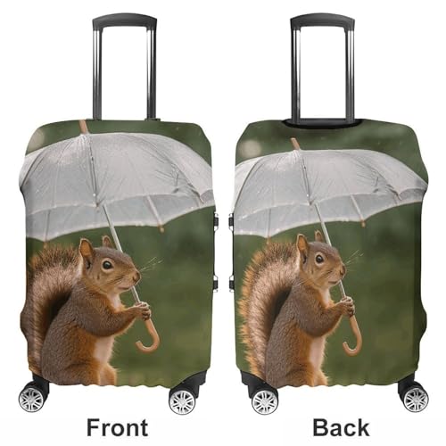 Carry on Luggage Cover Squirrel Hold A Umbrellas Suitcase Covers for Luggages Tsa Approved Travel Luggage Sleeve Protector Elastic Suitcase Protector Anti-Scratch Washable Fits 19-30 Inch Case -L3