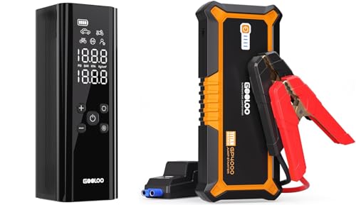 GOOLOO 4000A Peak Car Jump Starter 12V Auto Battery Booster SuperSafe Lithium Jump Box & GOOLOO GT150 Tire Inflator Port - Detailed View
