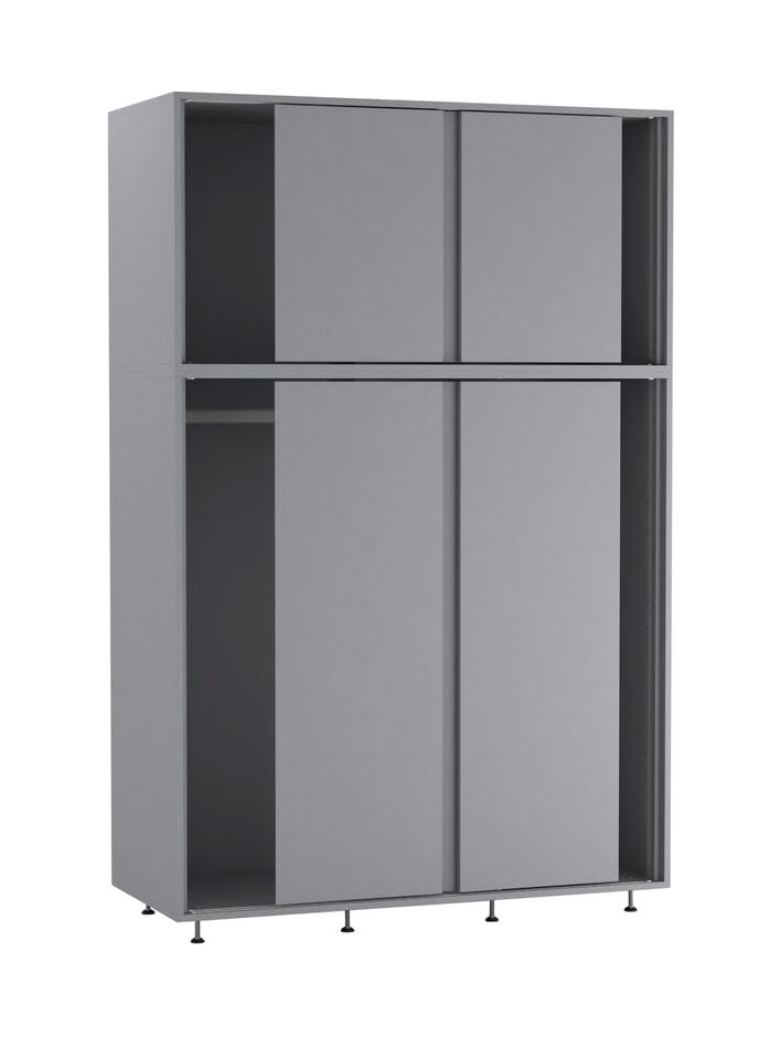 URBNLIVING 6-Door Sliding Wardrobe, Modern Freestanding Bedroom Storage with Smooth Sliding Doors, Adjustable Feet & Hanging Rail - Spacious & Stylish Closet for Organised Living