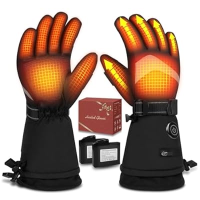 Heated Gloves for Men Women Rechargeable, Winter Gloves Upgraded Rechargeable Battery, Electric Heated Gloves Waterproof Ski Gloves for Outdoor Skiing Hunting Hiking Fishing (XXL)