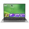 Computadora portátil Win 11 de 14 pulgadas, pantalla FHD de 1080P, teclado retroiluminado, huella digital, USB3.0, WiFi5, Mini HDMI, BT5, cámara web (14in-i3-8GB+256GB-B150103)