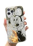 Threesee for iPhone 13 Pro Max Cartoon Case,Cute Minnie Mouse Luxury Electroplate Edge Bumper Soft TPU Protective Women Girls Cover Case for iPhone 13 Pro Max 6.7 inch