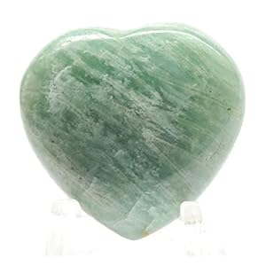 Pair 33mm Soft Green Amazonite Hearts Polished Sparkling Feldspar Gemstone Crystal Mineral Amazon Stone Spesimens – Madagascar (2PCS)