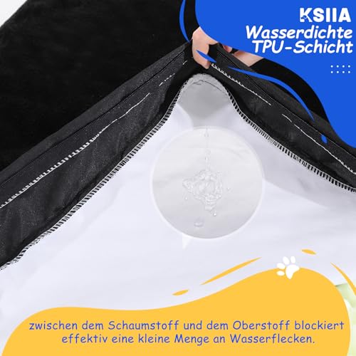 KSIIA Orthopädisches Hundebett für Große Mittelgroße Hunde, Waschbar Hundekissen Flauschig Hundematte Hundematratze mit Abnehmbarer Deckel in Schwarz 90x55x7cm