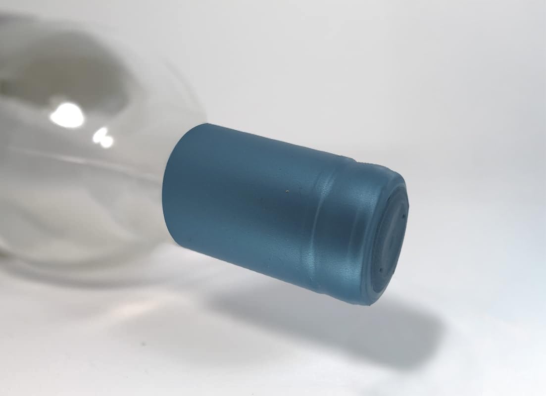 Metallic Light Blue PVC Shrink Capsules - 30 Per Bag