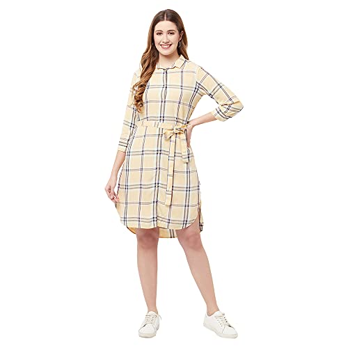 Image of Crimsoune Club Women Beige Checked Shirt Dress