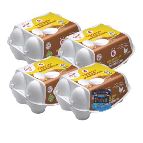 PUFAI Bundle – Frische Eier Bodenhaltung Güteklasse A – Größe L/M | 6er Pack | 4er Bundle