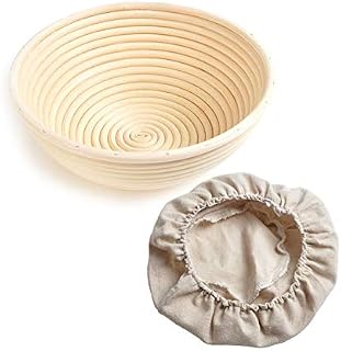 1x Round 20 cm 7.8 inch Bread Proofing Basket Sourdough Bread Proving Basket Bannetons Brotform Proving Bowl for 400g Dough with Linen Cloth Liner