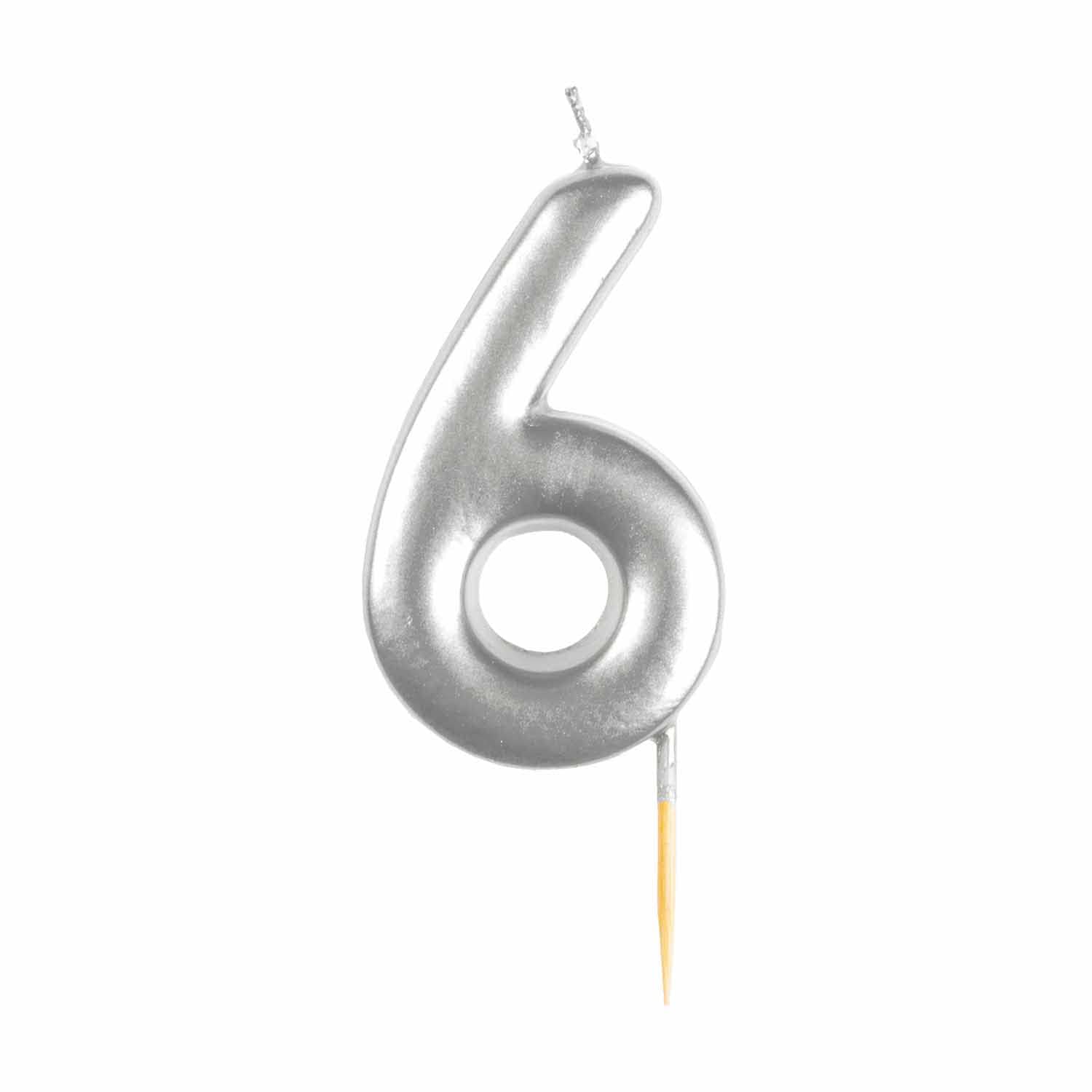 amscan 9911820 Silver Numerical Candle 6