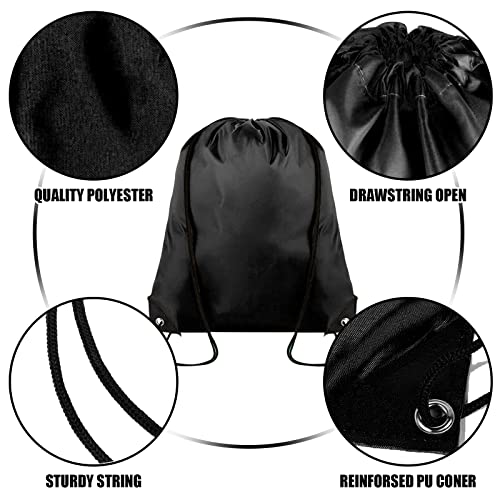 Drawstring Backpack Bulk 100Pcs Cinch Bag,Polyester Drawstring Bags for Gym Beach Sports Short Trip Party(Black)2