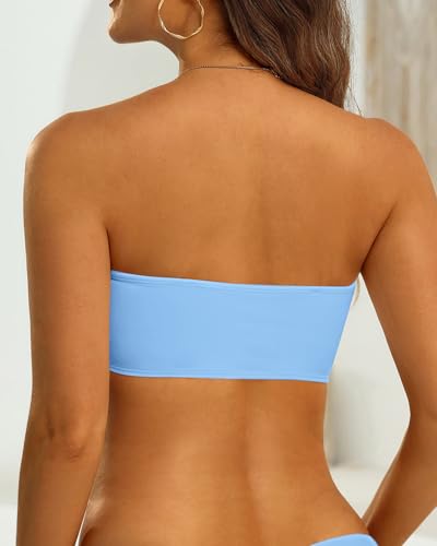 Image of Aqua Eve Women Strapless Bikini Top Only Bandeau Swim Top Tube Top Swimsuit