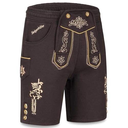 Steigenhöfer Manufaktur Kurze Trachten Jogginghose mit Kordelzug im Lederhosen Look - Moritz - Jogging Lederhose Herren Tracht für Oktoberfest Wiesn und weitere...