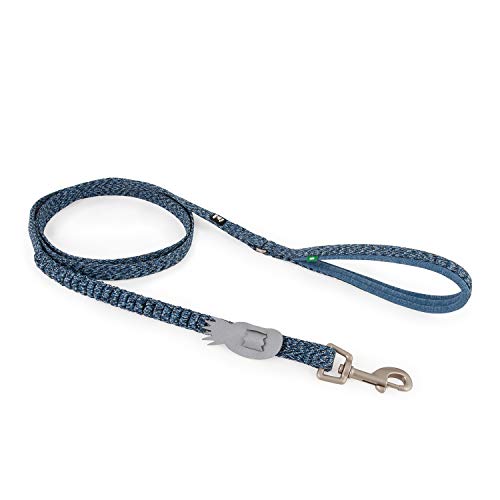 Hurtta Razzle-Dazzle - Guinzaglio con terminale elastico, 180 cm x 15 mm, Colore: Nero e Jeans