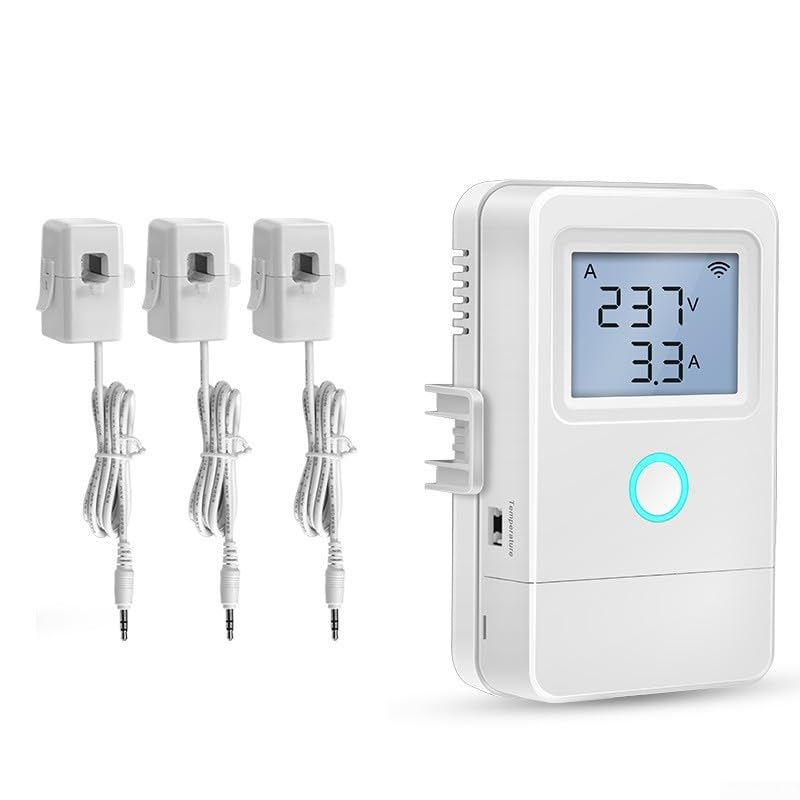 Misuratore di energia intelligente trifase per Tuya WiFi, rilevamento 100A con allarme temperatura e interruttore 16A, monitoraggio in tempo reale tramite app (3CH)