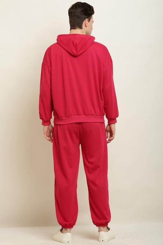 Image of Men's Fleece Long Sleeve Pullover Hoodies Set Full Length Winter Nightwear Pajama and Hoodie Set Tracksuit Gym Suit Night Suit
