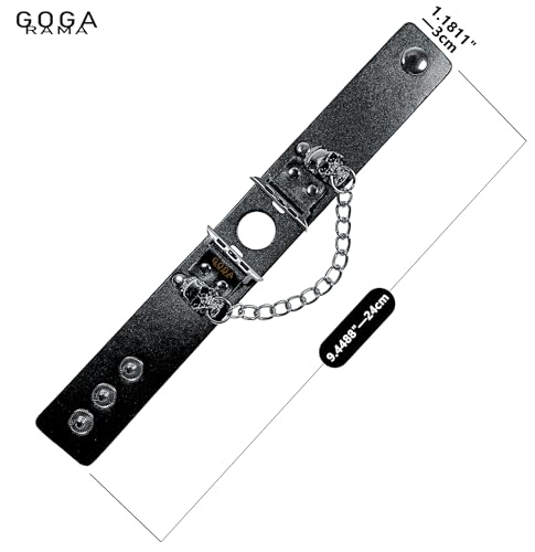 Leather Skull Cuff Punk Bracelet Compatible with Apple Watch Bands 49mm 46mm 45mm 44mm 42mm 41mm 40mm 38mm,Cool Steampunk Strap for Apple iWatch Ultra2/Ultra Series 10/9/8/7/6/5/4/3/2/1/SE/SE2 (Black - Image 4