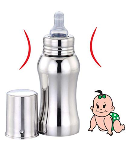 Maxima Amulya Stainless Steel Baby Feeding Bottle, Milk Feeding, Water Feeding Nipple Bottle - 300 ml