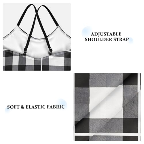 Black White Checked Pattern Girls One Piece Swimsuits Quick Dry Beach Swimwear Bathing Suit4