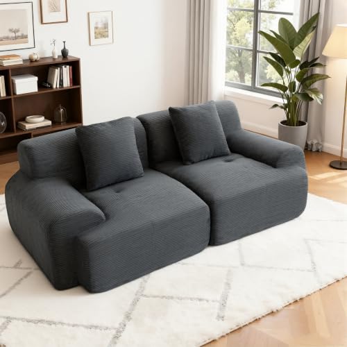 Image of Loveseat Modular Sectional Sofa, Modern 2 Seat Couch with Deep Seat