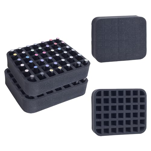 Image of 2 Pack Nail Polish Organizer Holder Foam Pad with Slots for Storage 84 Bottles (15ml /0.5fl.oz) Nail Polish or Essential Oil Tray for Drawers Black