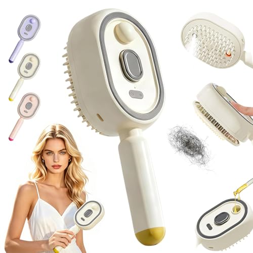 Electric Spray Massage Hair Brush 2026 Upgrade Air Cushion Brush Rechargeable Steam Hair Straightener for Anti Static Reduce Frizz Nourishes Hairs for Home Spa Grooming Styling (Beige)