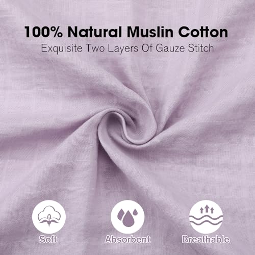 Image of Little Grape Land Muslin Swaddle Blankets 47''x47'' 4 Pack, 100% Cotton Large Size Baby Swaddles for Newborn, Soft Breathable Baby Blankets for Newborns, Butterfly&Bunny