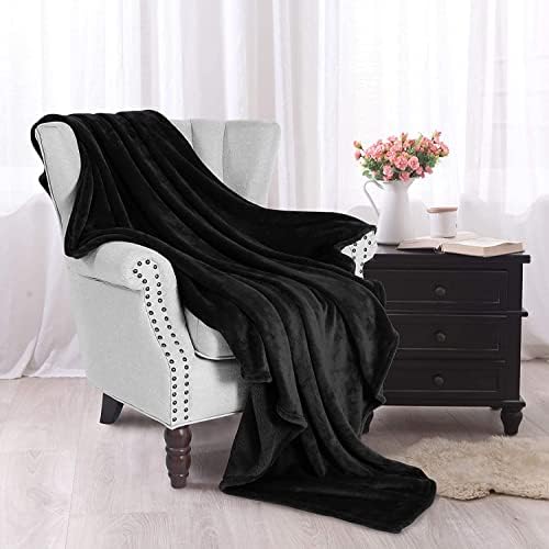 Exclusivo Mezcla Fleece Throw Blanket for Couch, Sofa and Bed, 300GSM Super Soft Blankets and Warm Throws, Cozy, Plush, Lightweight (50x60 inches, Black)