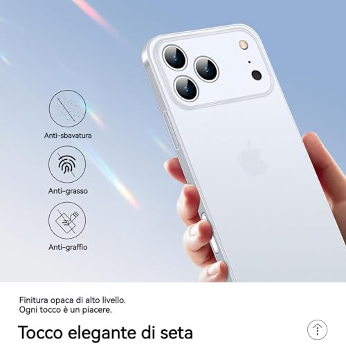 Faomsebs Ultra Sottile Cover Per Iphone 17 Pro Max 6,9'' [Opaco E Semi-Trasparente] [Ultra Thin Come Niente] [Ricarica Wireless] Morbida Custodia Per Iphone 17 Pro Max Cover, Foro Per La Fotocamera - 5
