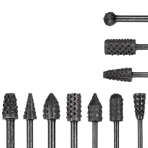 Set di raspe rotanti con gambo da 3 mm, in acciaio al carbonio, per la lavorazione del legno morbido, modellatura del legno, plastica, smerigliatura compatibile con Dremel, accessori per strumenti per
