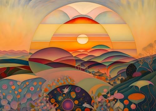 Toile murale coucher de soleil paysage fantaisiste Meechi 50x70 cm