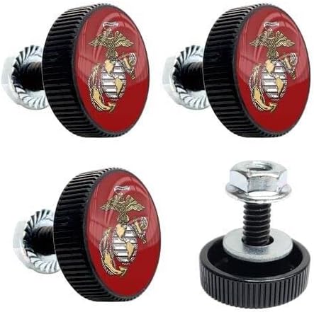 4 Black RED License Plate Frame Bolts - Motorcycle Custom Tag Fastener Style-9856-5273