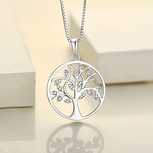 Yl Women's Tree Necklace Sterling Silver Cubic Zirconia Tree Of Life Pendant Jewelry #TOP3