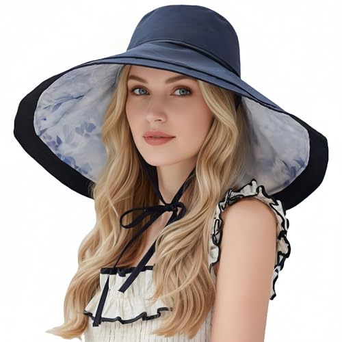 HUAMULAN Women Wide Brim Reversible Sun Hat Summer Beach Fishing Bucket