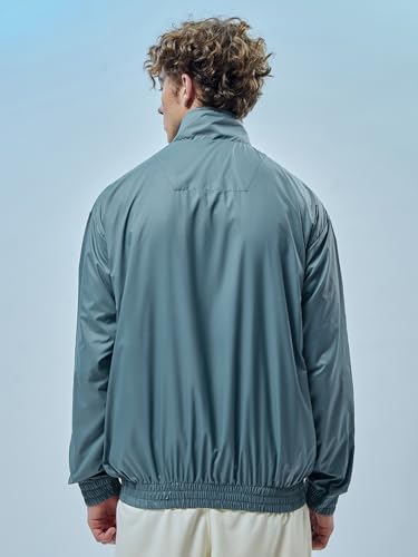 Image of Bewakoof Air 1.0 Men's Standard Length Solid Oversized Fit Full Sleeve Collar Nylon Windcheater Jacket
