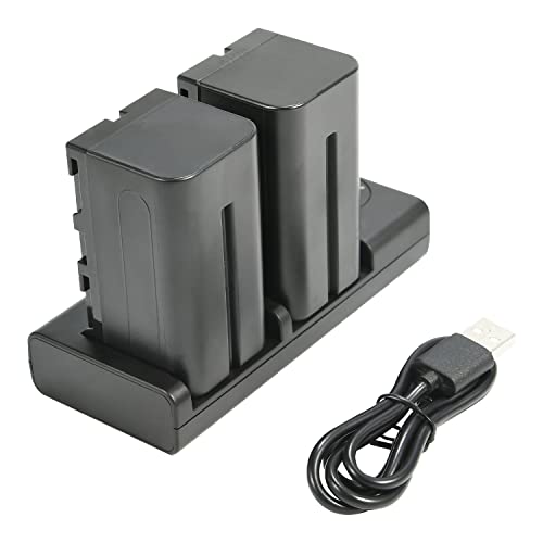 Cargador USB dual con pantalla LCD y dos baterías NP-F750 de alta capacidad para CCD-TRV80PK