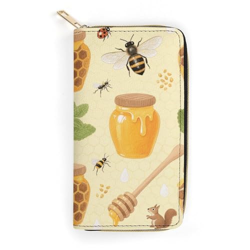 FodPand Bees and Honey Wallet �����Y ���f�B�[�X - PU���U�[ ���E���h�t�@�X�i�[ �E�H���b�g �J�[�h�X���b�g4�ƌ����R���p�[�g�����g3�t�� 7.8 x 4.1�C���` ��e�ʒ����z ���s�p