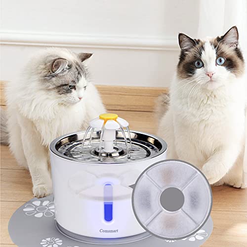 Comsmart Cat Water Fountain Filter for 81oz/2.4L Pet Fountain, 3 Triple Filtration System Replacement Filter (Pack of 8)
