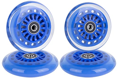 AOWISH Ride on Swing Twist Wiggle Car Polyurethane Replacement Wheels w/Bearings ABEC-9 (2 Front Wheels with Convex Hub, 2 Rear Wheels with Concave Hub) (BLUE)