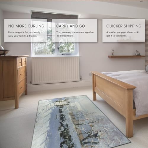 Tapis Monet la pie 150x240cm blanc lavable à poils ras