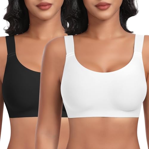 Image of Wireless Bras for Women No Underwire Seamless Full Coverage Comfortable Everyday Bra with Medium Support