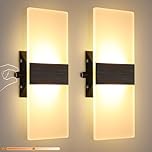 Glighone Indoor Wall Lights with Switch, LED Wall Lights for Bedrooms, Wall Sconce Set of 2, Hardwired Up and Down Wall Mount Light for Living Room, Hallway, Corridor (3000K Warm White)