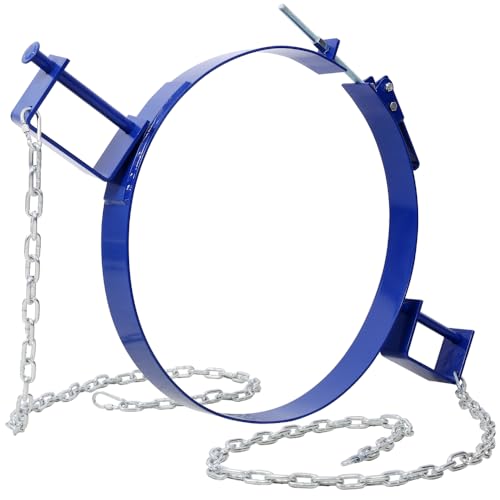 55-Gallon Drum Lifter Ring, Steel Drum Ring with Pivoting Fork Pockets, 1200 lbs Capacity, Painted Carbon Steel for Industrial Material Handling