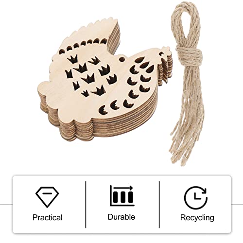 Bestoyard 10Pcs Easter Ornaments With 10 Hemp Ropes Wooden Embellishments Wooden Hanging Hens Decorations For Bedroom Window Home #TOP5