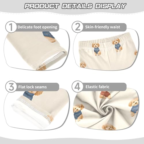 ALAZA Girls' Leggings Children's Yoga Pants Skinny Printed Dance Brown Dogs Comfortable 4T2