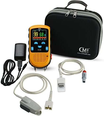 CMI Health Rechargeable Pulse Oximeter - Adult Finger Spot-Checking - Adjustable Alarm for Pulse Rate and SpO2 Levels - Carry Case, AC Adapter Included